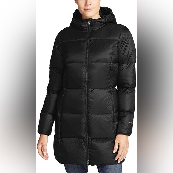 Eddie Bauer Womens Luna Peak Down Parka Jacket in black size XL EB550 Duck Down - Picture 2 of 13